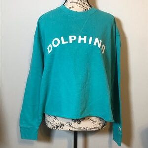 🐬 MIAMI DOLPHINS CROPPED CREW NECK SWEATSHIRT 100% COTTON SIZE MED BRAND NEW